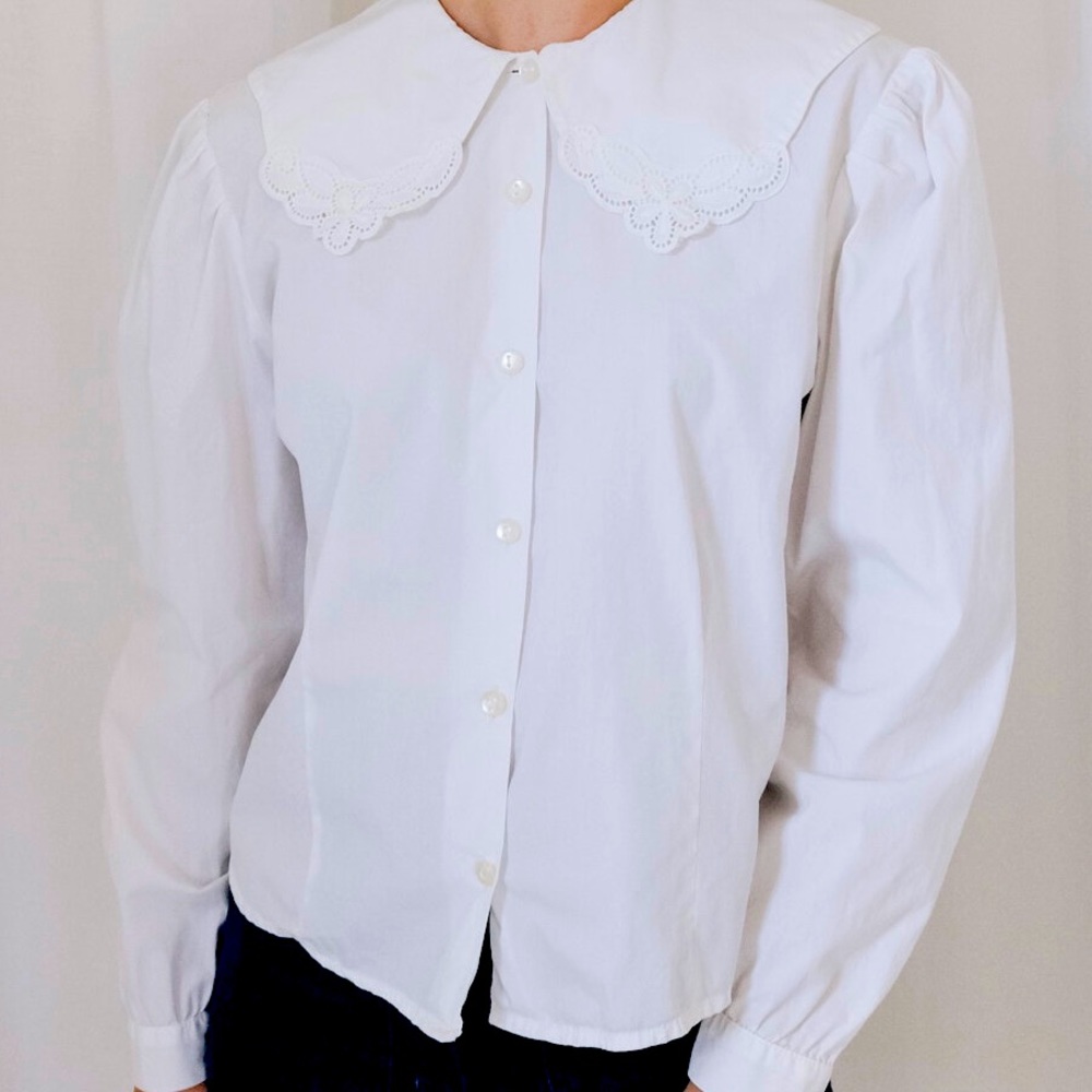 Vintage Italian Cotton Peter Pan Blouse